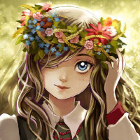 Картинка с девушкой аниме с венком на голове