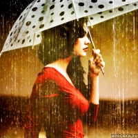 Картинка с девушкой под дождем с зонтом