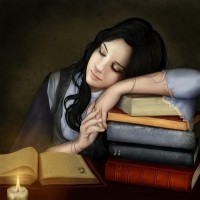 Картинка с девушкой с книгами
