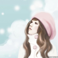 Рисунок с девушкой в розовой шапке