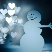 Аватар со снеговиком с сердечками