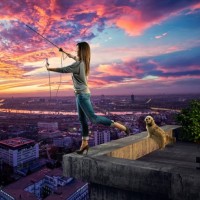 Картинка с девушкой на крыше с антенной