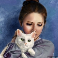 Картинка с девушкой с кошкой