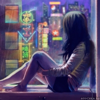 Аватар с рисунком девушки на окне
