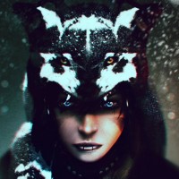 Картинка с девушкой в шапке волка