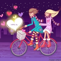 Картинка мальчика и девочки на велосипеде