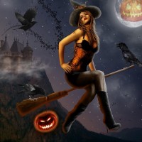 Картинка с ведьмой на Хэллоуин