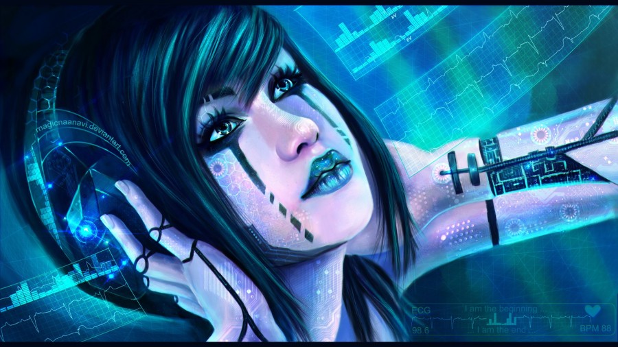 Картинка 900x507 | Рисунок девушки в наушниках | Девушки, фото
