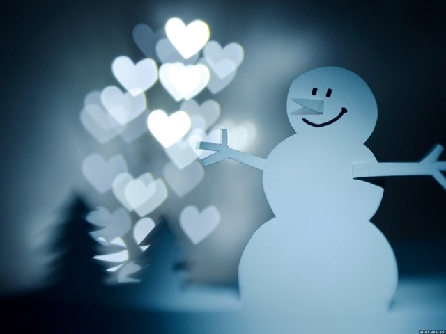 Картинка 640x480 | Аватар со снеговиком с сердечками | Любовь, Праздники, фото
