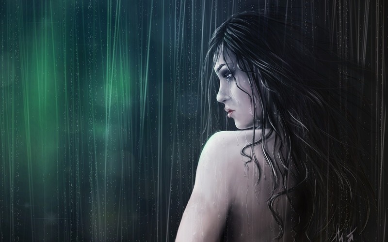 Картинка 800x500 | Картинка с девушкой со спины под дождем | Девушки, фото