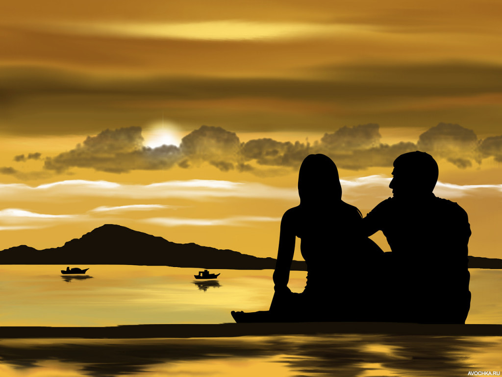 Картинка 1024x768 | Романтической фото силуэта парня и девушка на берегу моря | Любовь, Силуэты, фото